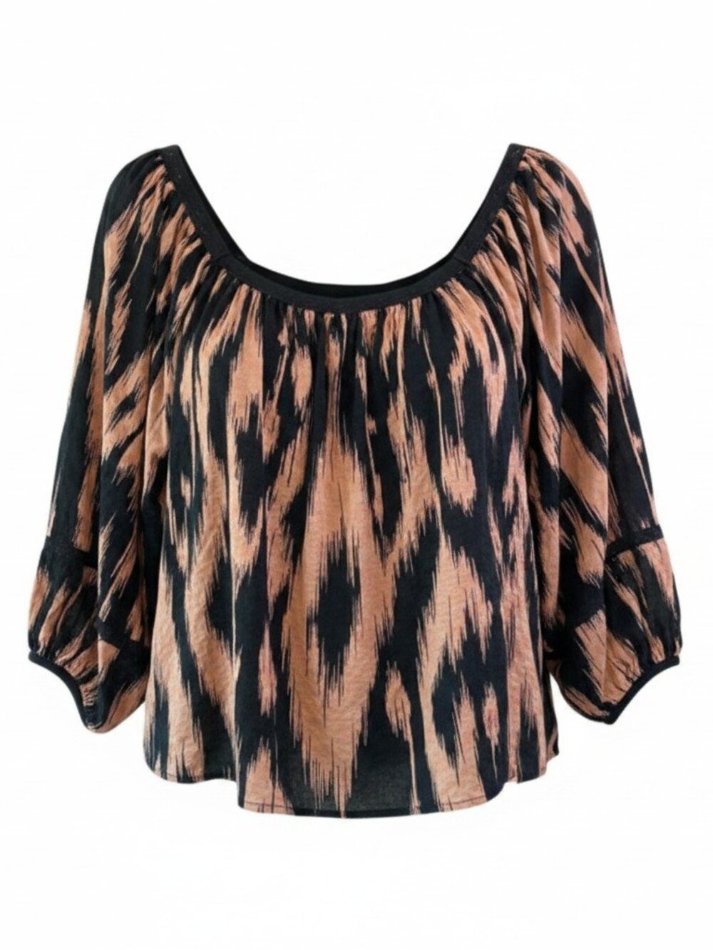 By Together NWT Square Neck Gauze Blouse Black Lace Detail Large - Picture 4 of 7